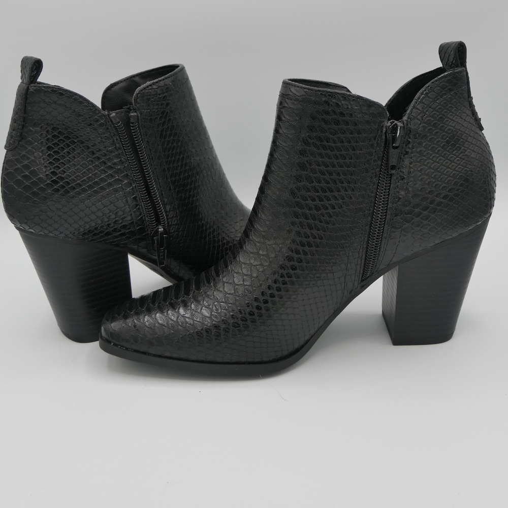 Sun + Stone Womens Booties 8.5 Black Pollyy Goth Faux Snake Grunge Festival